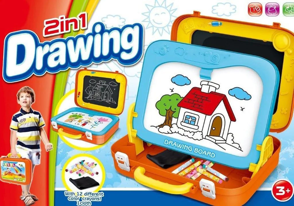 Mallette de dessin pliable avec accessoires : chevalet et craie - 6
