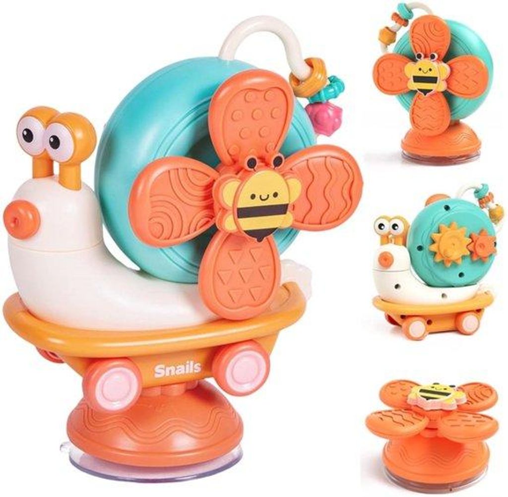 Saugnapf Spielzeug Baby – Motorikspielzeug ab 6 Monate – Montessori Sensorikspielzeug – Schnecke Orange – Geschenk für 1-Jährige & Babys ...