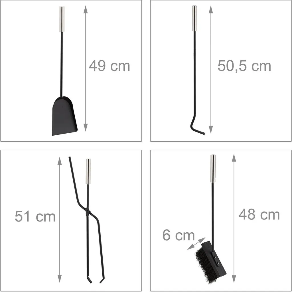 Support à feu noir 5 parties : rangez vos accessoires de cheminée