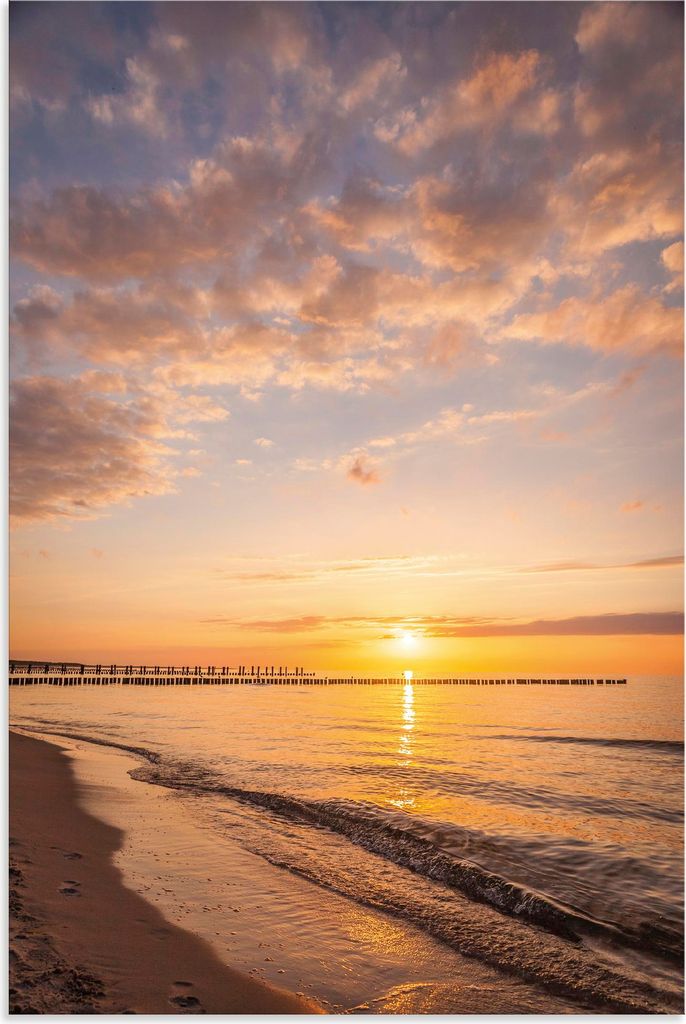 ARTland Wandbild Alu für Innen & Outdoor Sonnenuntergang am Strand von Zingst Größe: 80x120 cm