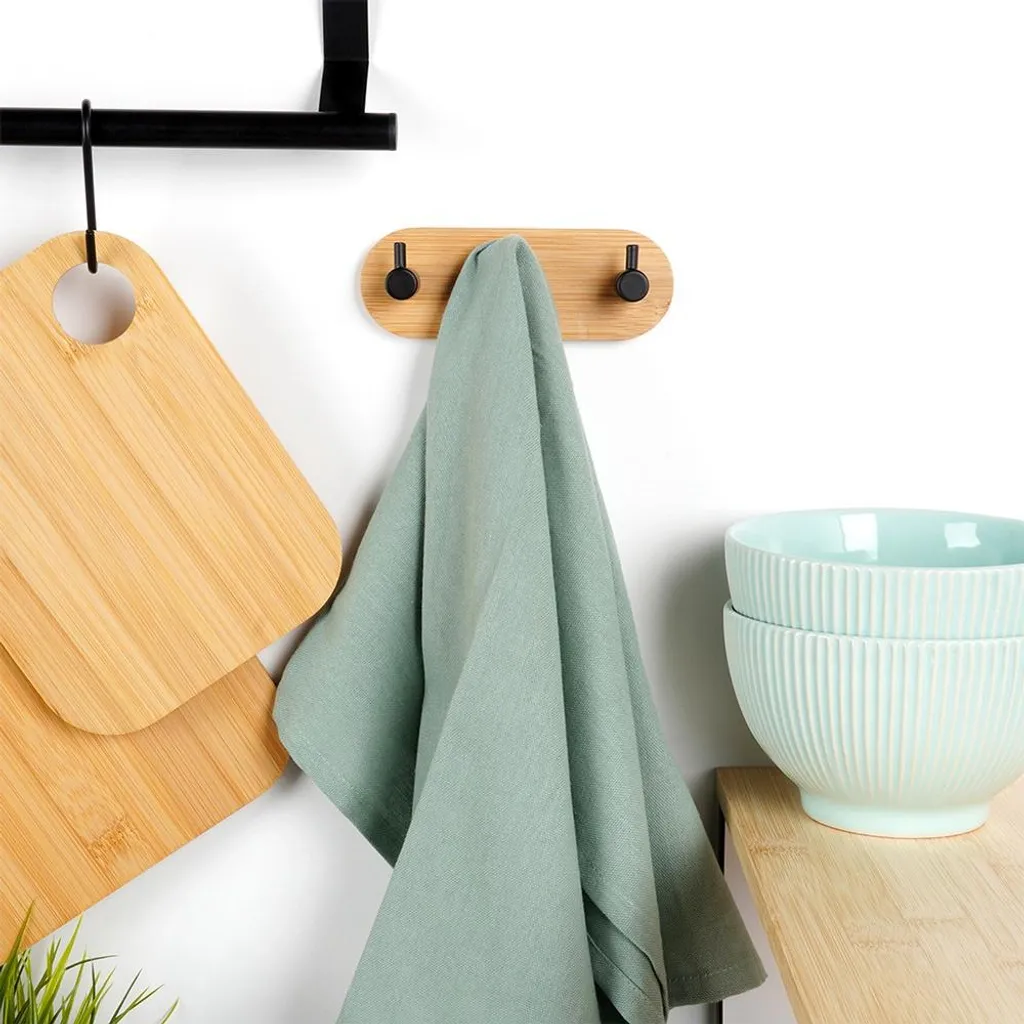 4 Ganci Da Parete In Bambù Autoadesivi In Acciaio Inox - Portata 6kg - Senza Fori Per Bagno E Cucina - 5