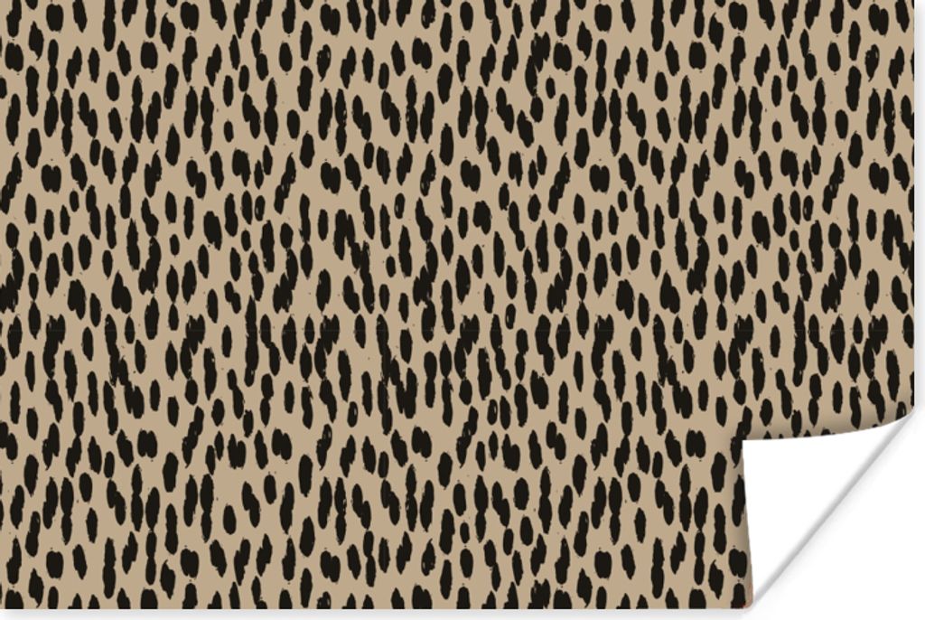 MuchoWow Poster Pantherdruck - Schwarz - Braun - Muster - Polka dots 60x40 cm - Schlafzimmerdekoration