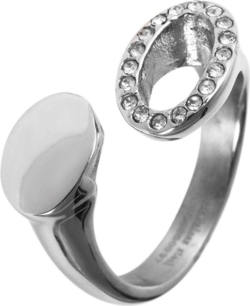 Akzent Damen-Ring aus Edelstahl, Similibesatz, silberfarben Produktbild 