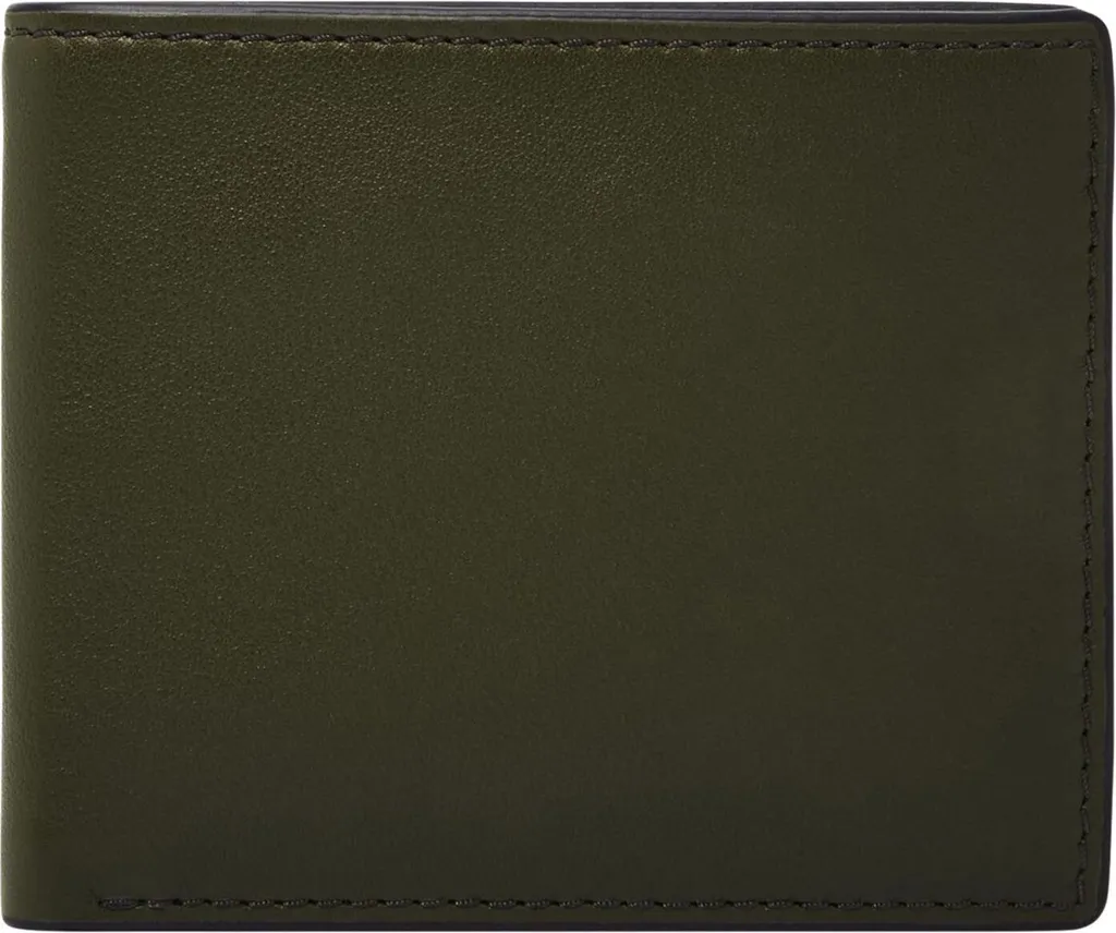 Portafoglio Fossil Steven Deep Olive Bifold Pelle Genuina Verde