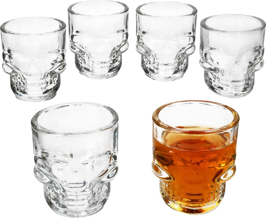 6x Totenkopf Schnapsgläser 5cl Shotgläser 6 Personen Likör Party Bar