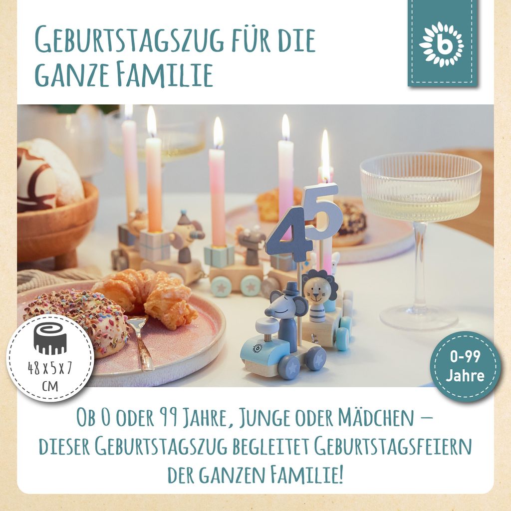 Bieco Geburtstagszug Holz - Scandi Look 0-99 Jahre mit 6 Produktbild 