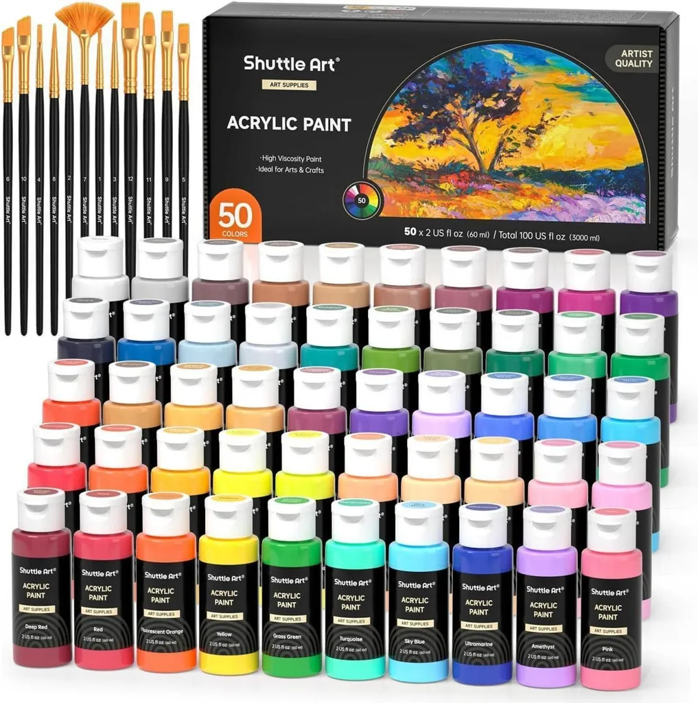 Kit peinture acrylique 50 nuances pour bricolage et loisirs créatifs