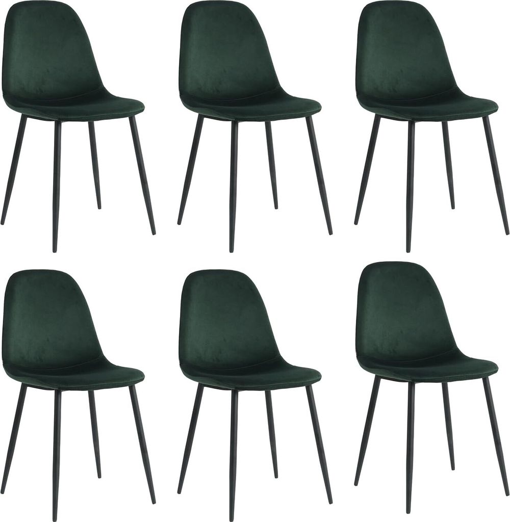 Lina Napoli Esszimmerstuhl, komfortabler Sitz für Wohnzimmer und Esszimmer, Samtbezug - 6er Set - Grün