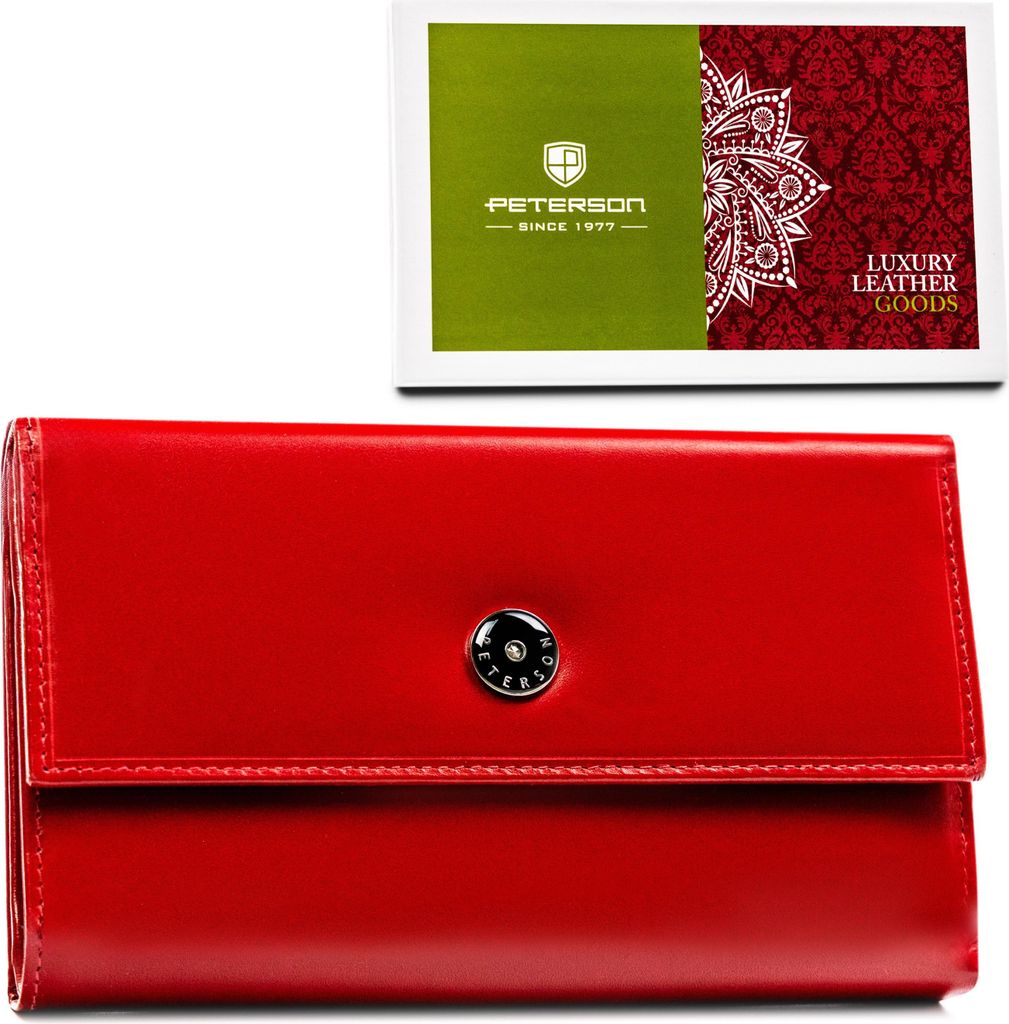 Peterson | Münz- und Geldbörse, für Frauen, mit RFID, Rot, 18.5x11 cm