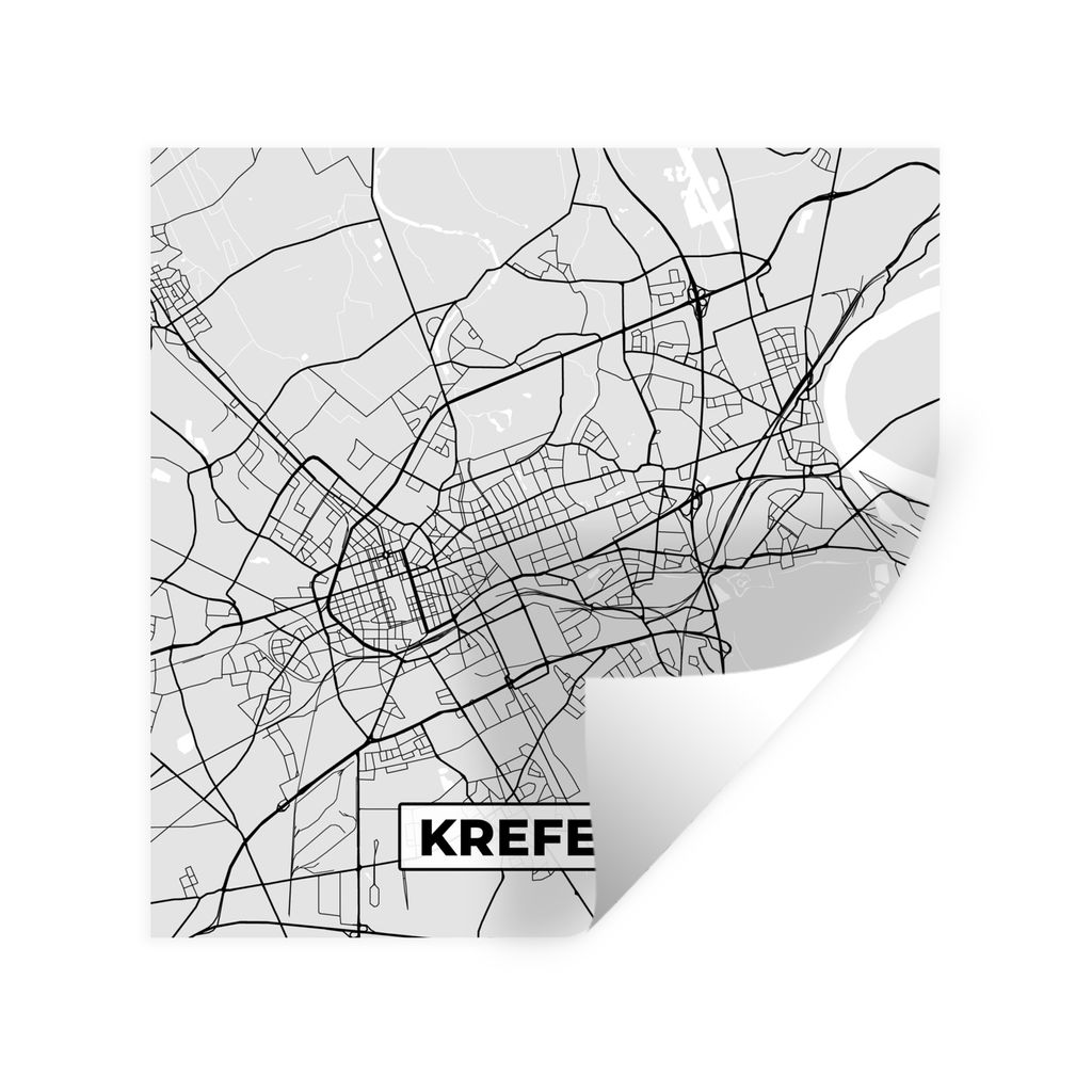 MuchoWow Wandtattoo Wandsticker Wandaufkleber Karte - Deutschland - Krefeld - Karte - Stadtplan 80x80 cm Selbstklebend und Repositionierbar - Wie...