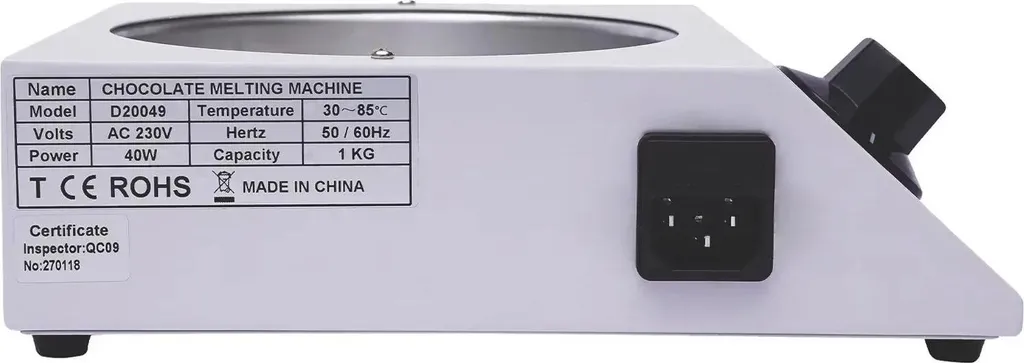 Machine à tempérer le chocolat 30-85°C - Chauffe douce 40W cuve noire