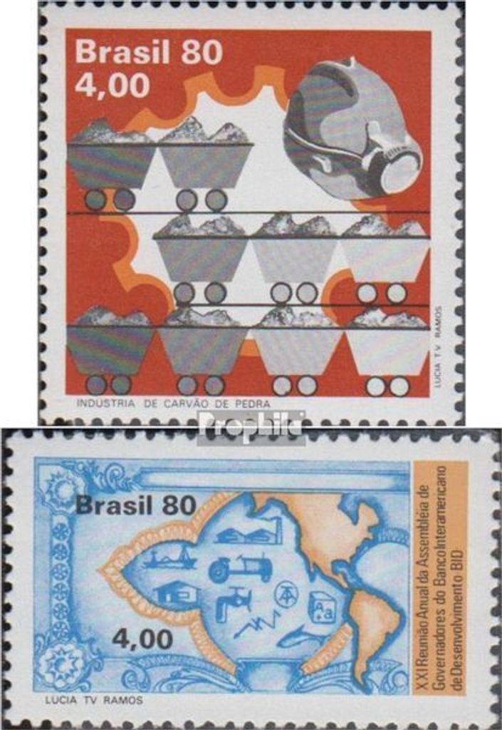 Briefmarken Brasilien 1980 Mi 1756,1759 (kompl.Ausg.) postfrisch Steinkohleförderung
