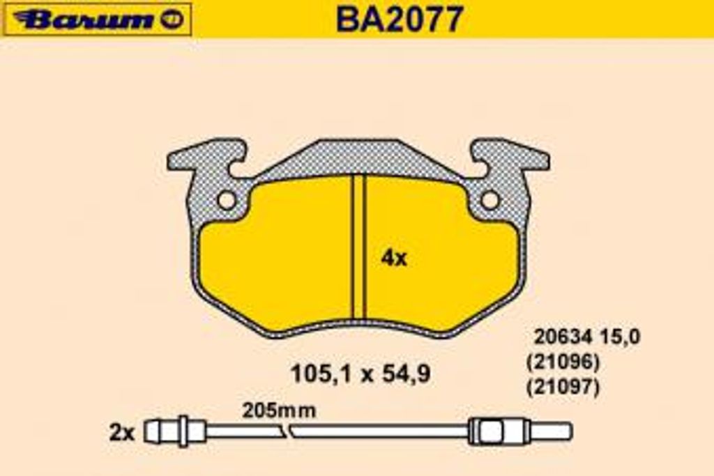 BARUM Bremsbelagsatz, Scheibenbremse BA2077