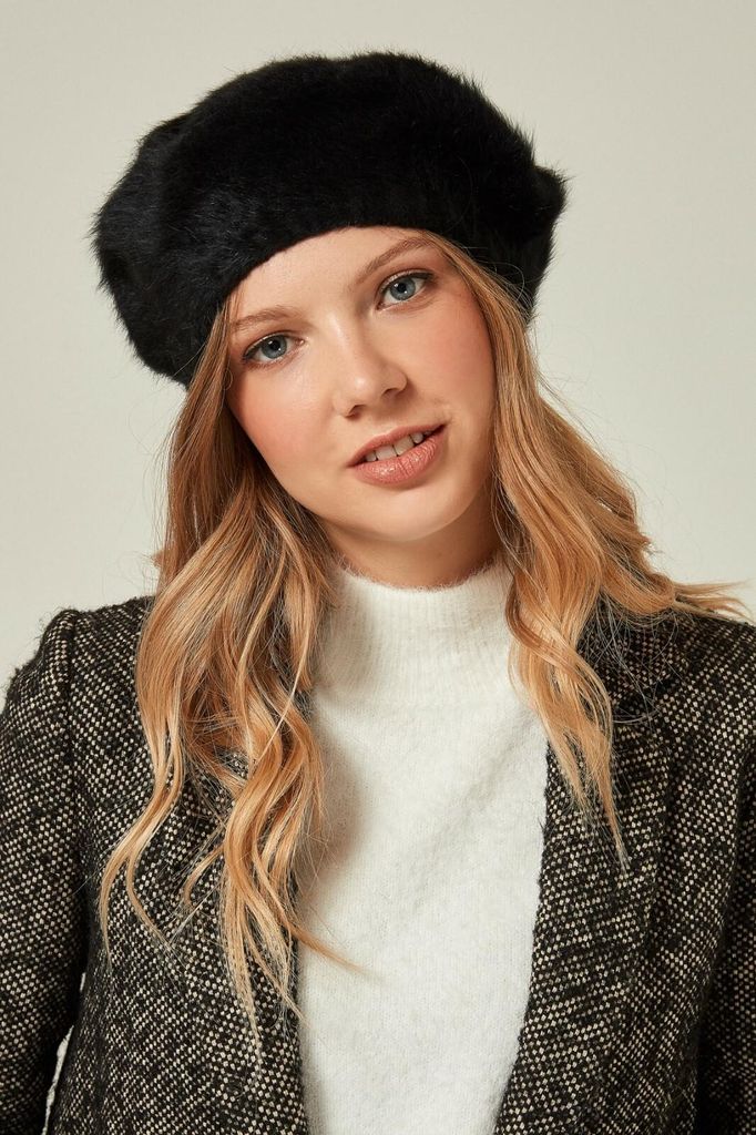 Damen Mütze Beanie Strickmütze Schwarz Wintermütze Warme Winter Pudelmütze N-281