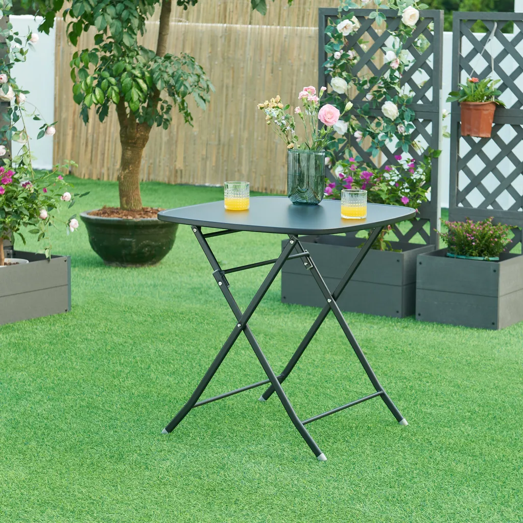 Tavolo Sande Pieghevole Nero 70x70x71 cm - Acciaio Design Industrial