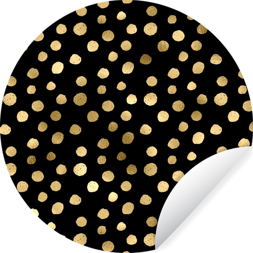 MuchoWow Runde Wandtattoo - Wandsticker Tapete Aufkleber Muster - Punkte - Gold Ø 80 cm Selbstklebend und Repositionierbar - Wandaufkleber - Kre...
