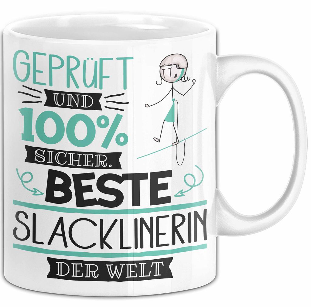 Beste Slacklinerin Der Welt Tasse Geschenk für Eine Slacklinerin Und Sicher Geschenkidee Geburtstag Weihnachten (Weiß)