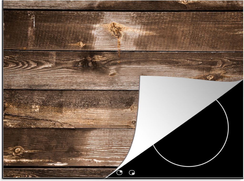 KitchenYeah Herdabdeckplatte Regale - Holz - Dunkel , 60x52cm, Küche Deko, Glaskeramikfeld Herdabdeckung, Abdeckplatte fùr Kochfeld