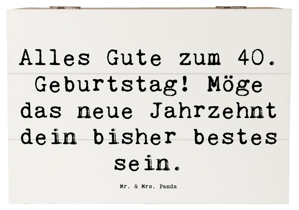 Mr. & Mrs. Panda Box Spruch 40. Geburtstag Alles Gute 22 x 15 cm - Weiß - Geschenk, Glückwunsch, schatztruhe, Meilenstein, Holzkiste, geschenkkis...