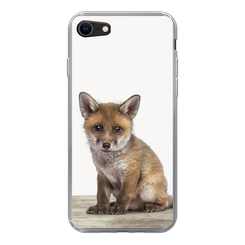 MuchoWow Handyhülle Schutzhülle Hülle für iPhone 7 Fuchs - Baby-Fuchs - Kinder - Mädchen - Jungen Silikon Softcase Handy Hülle - Kartenhalter