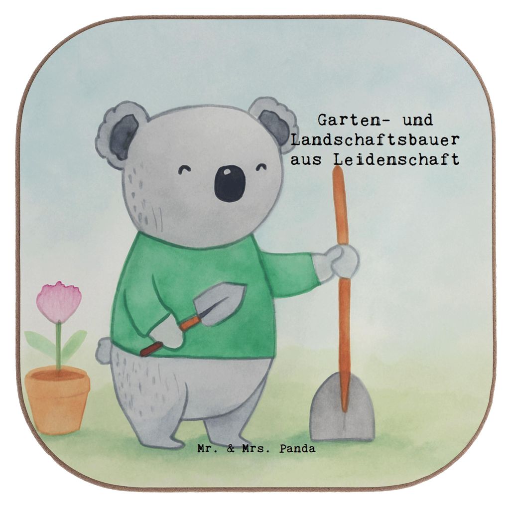 Mr. & Mrs. Panda Untersetzer für Gläser Garten- und Landschaftsbauer Leidenschaft Design - Weiß - Geschenk, gläseruntersetzer, Holzuntersetzer,...