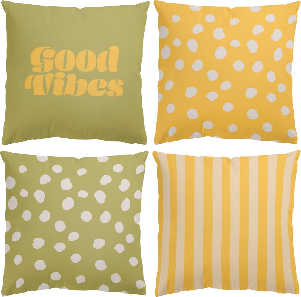 Dekokissen 4-teilig Muster drinnen / Indoor Zierkissen Canvas waschbar Blumenmuster bunt Pop Art Sofakissen ohne Füllung