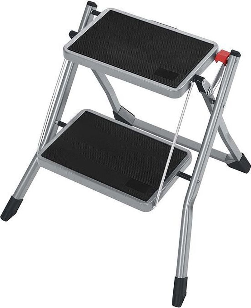 Skládací schůdky 2-stupňové, nosnost 150kg, šedo-černé Obrázek produktu 