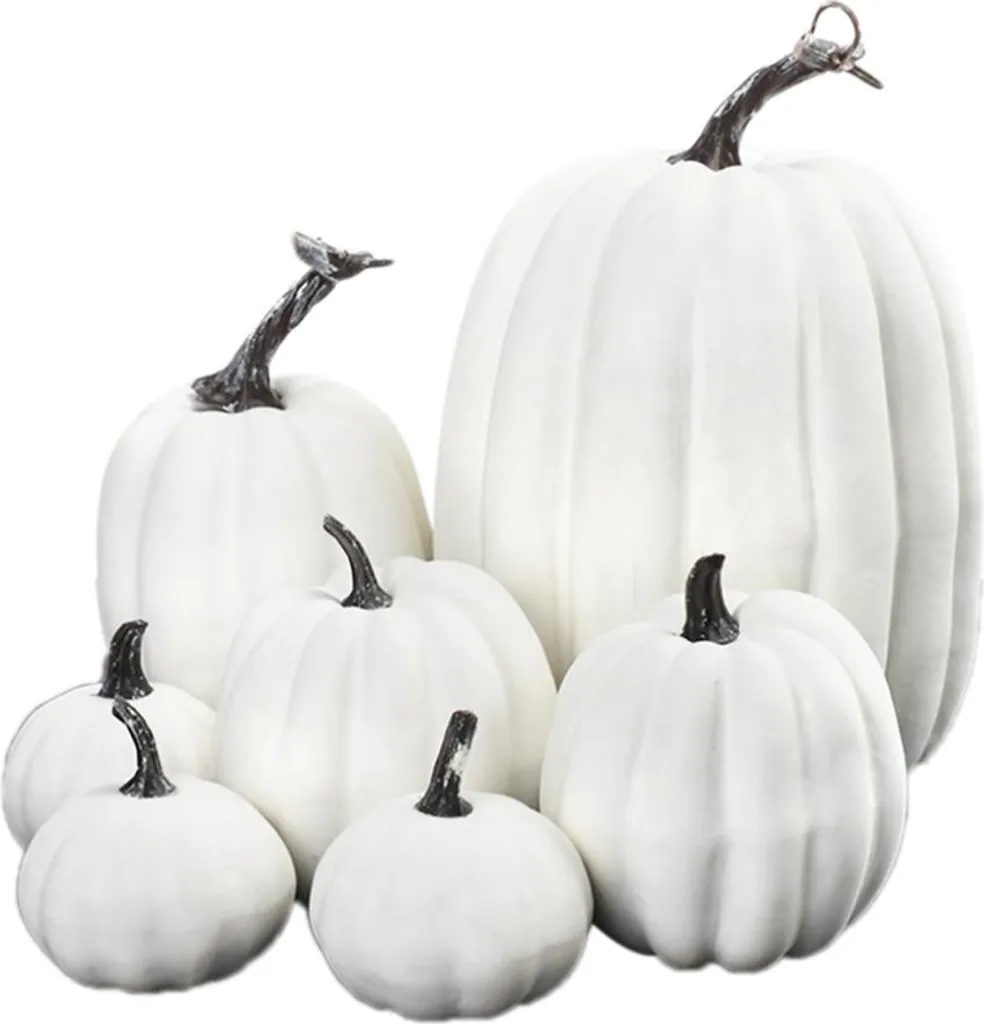Set de 7 Citrouilles Artificielles en Mousse Légère pour Décor Automnal Chic