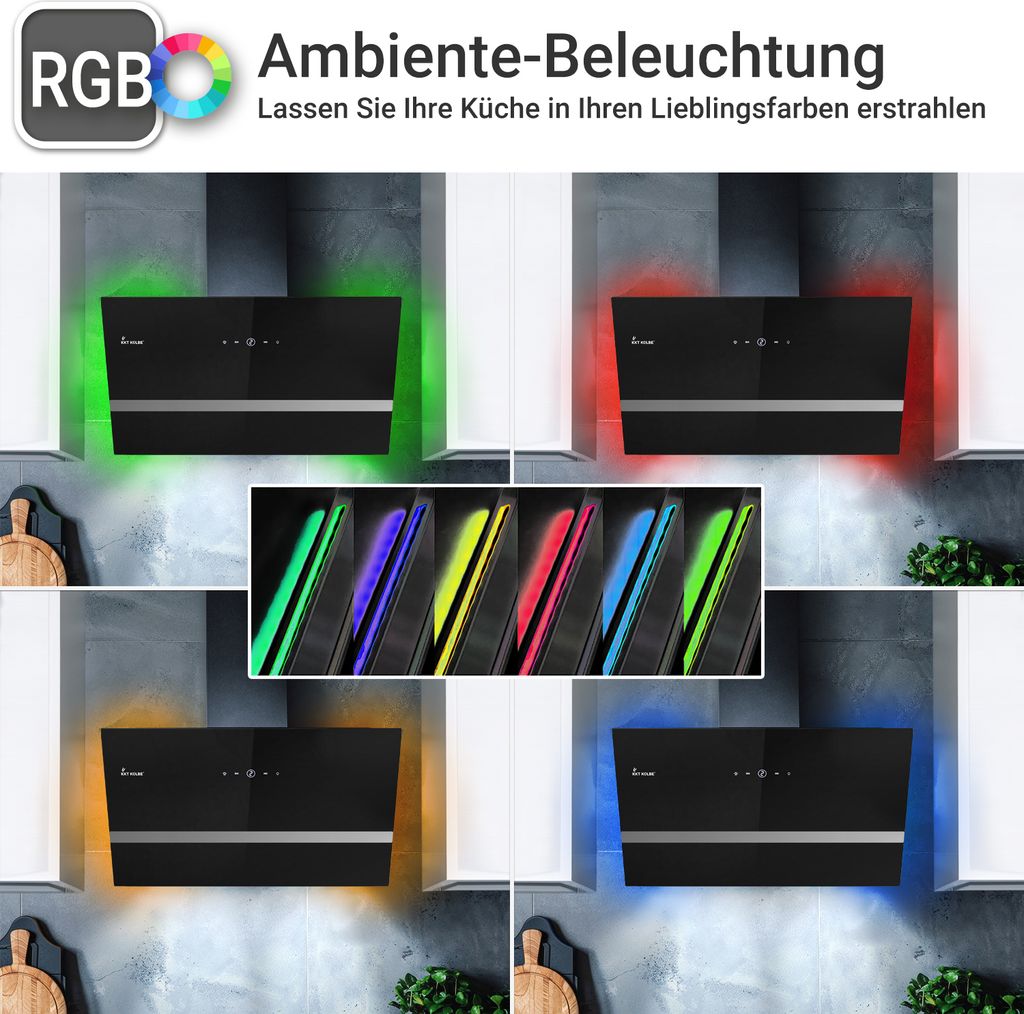 Dunstabzugshaube 80cm EASY809SHCM RGBW Ambientebeleuchtung Produktbild 2