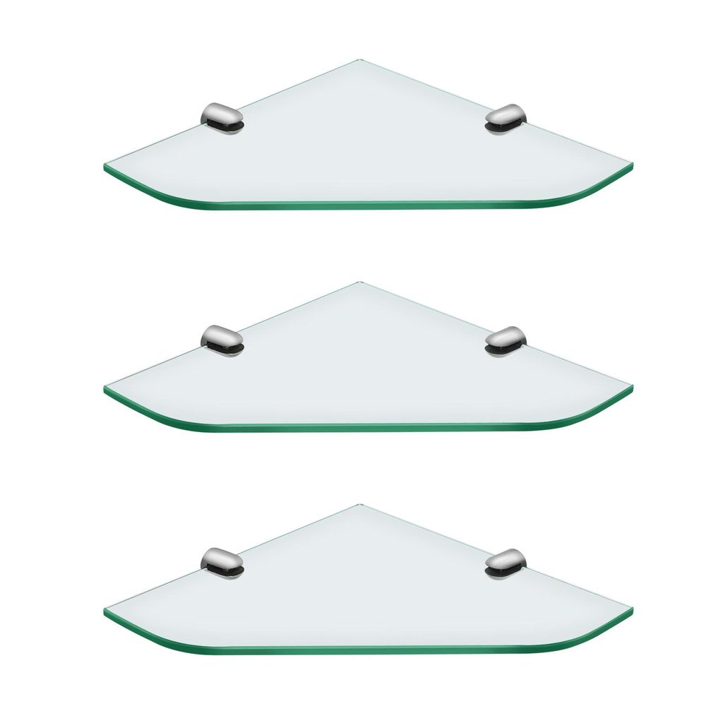 S'AFIELINA Glasregal Duschablage Glas Eckregal 6mm Hartglas Glasablage Dusche Glas Ablage für Badezimmer Dusche Ablage 230 x 230 mm,3 Stück