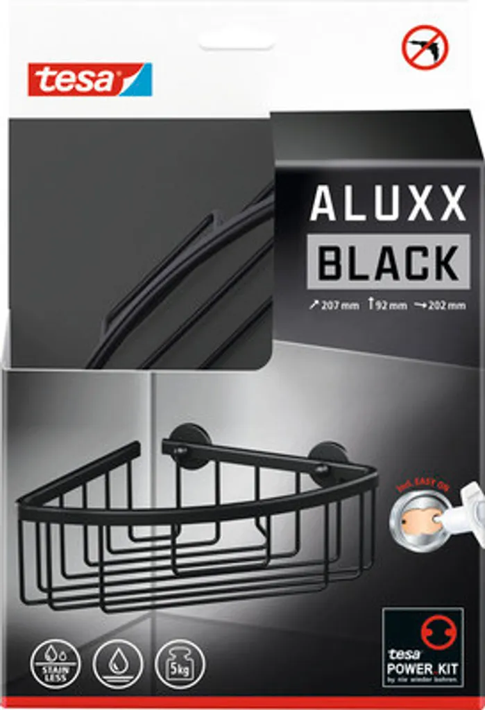 Serviteur de douche tesa ALUXX noir mat avec technologie auto-adhésive - 6