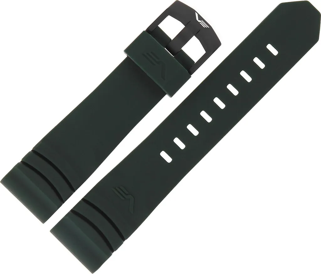 Sangle Silicone SSN-571 Verte avec Fermoir Gris - Bracelet Montre F608