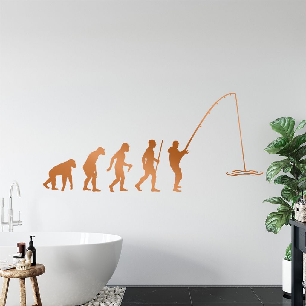 Angler Angeln Evolution Wandtattoo Wandaufkleber Wall Sticker - Dekoration, Küche, Wohnzimmer, Schlafzimmer, Badezimmer