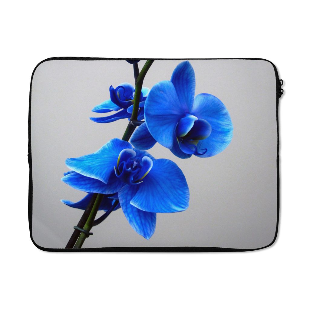 MuchoWow Laptop Hülle 17 Zoll Laptoptasche Blaue Orchidee - Zipper - Schutzabdeckung