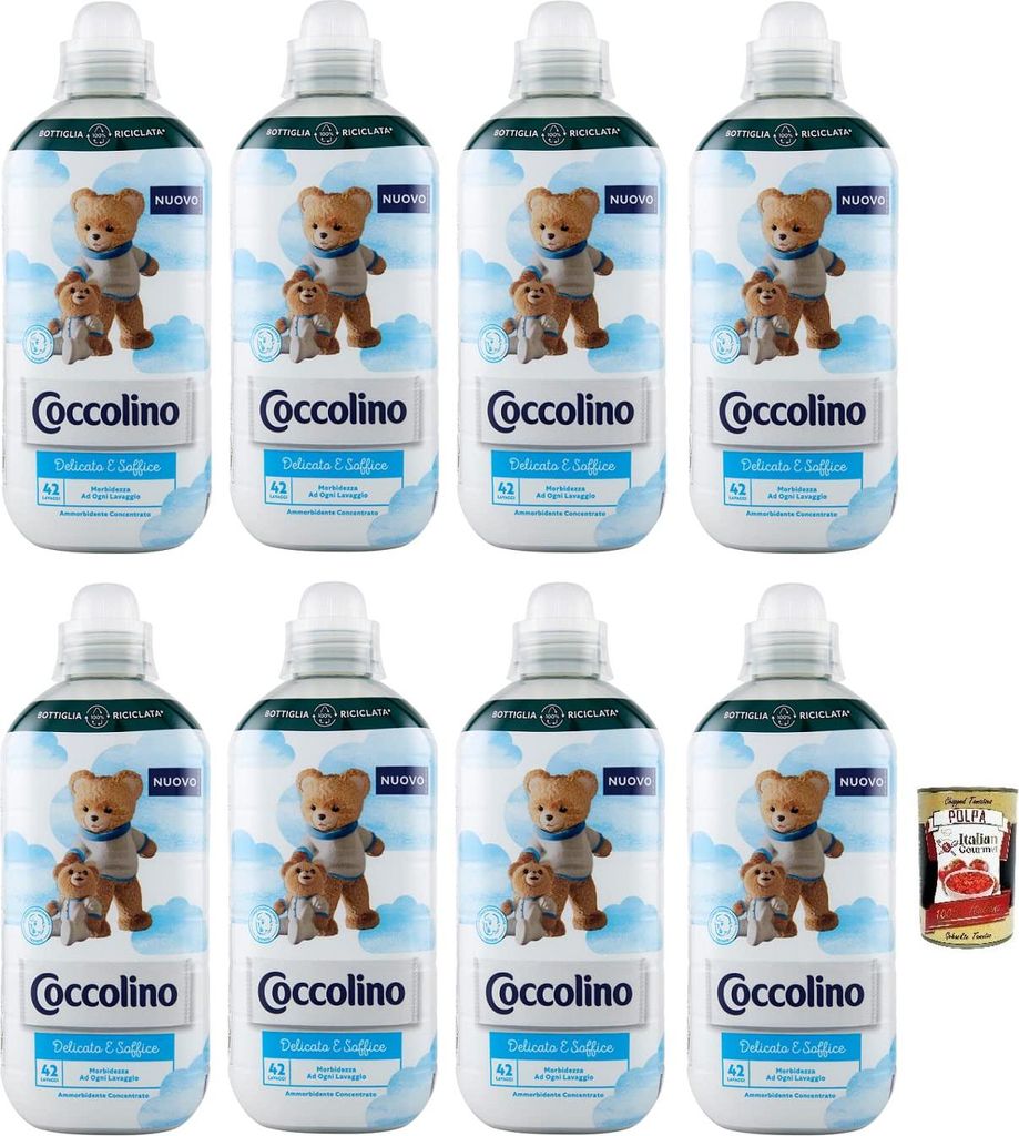 8x Coccolino Delicato e Soffice,Weichheit bei jeder Wäsche,Konzentrierter Weichspüler,42 Wäschen, 980ml + e Italian Gourmet Polpa di Pomodoro 40...