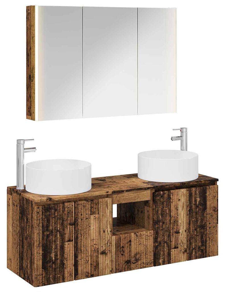 vidaXL Badezimmerschrank-Set 4 pcs Altholz 103,5 x 15,5 x 70 cm
