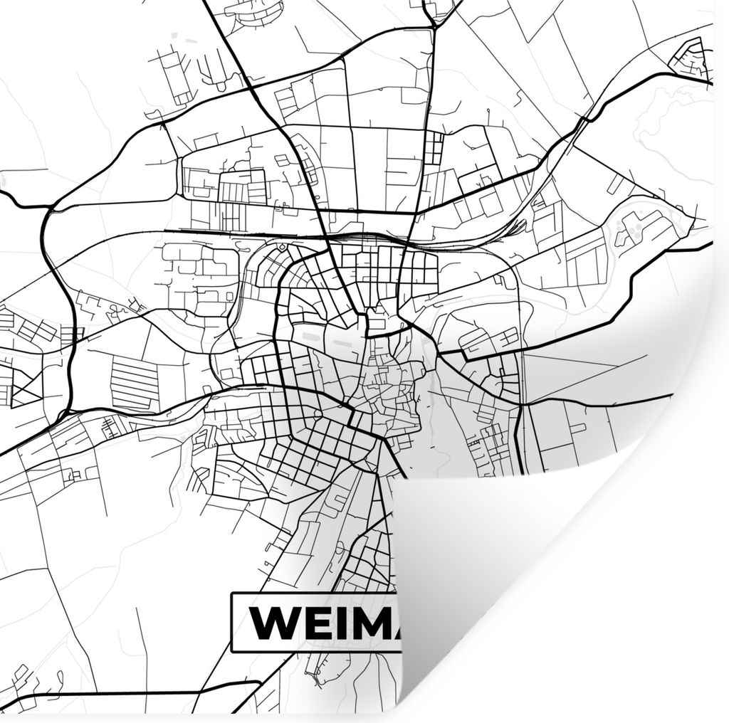 MuchoWow Wandtattoo Wandsticker Wandaufkleber Karte - Weimar - Stadtplan 100x100 cm Selbstklebend und Repositionierbar - Wierderverwendbar - Selb...