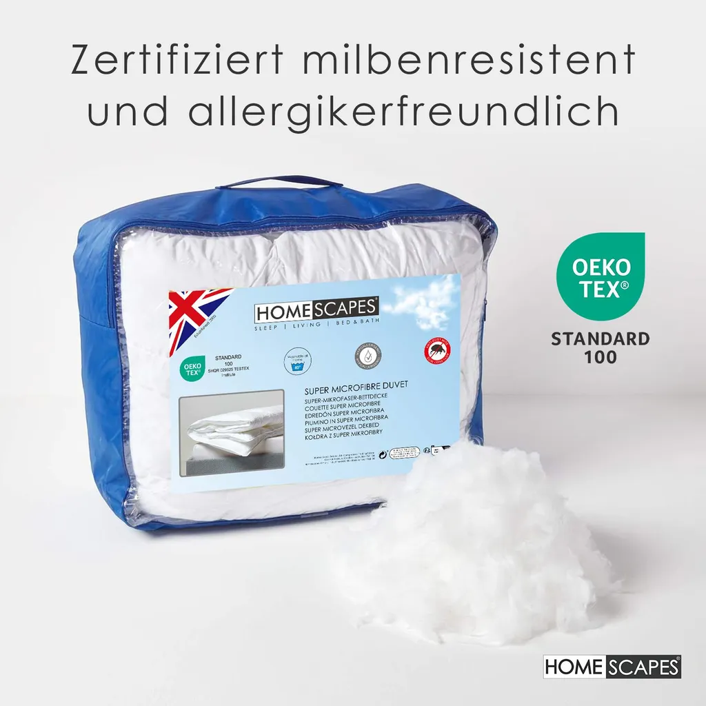 Piumino Invernale 200x200 Homescapes: Microfibra Soffice Classe 4 - 5