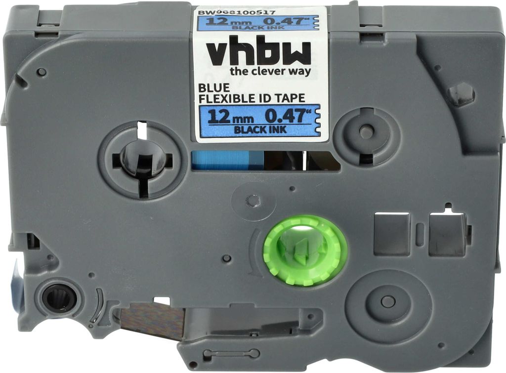 vhbw Schriftband-Kassette kompatibel mit Brother PT ST1150, ST1150D, ST5, RL-700S Etiketten-Drucker 8m x 12mm Schwarz auf Blau, Flexibel, Laminiert