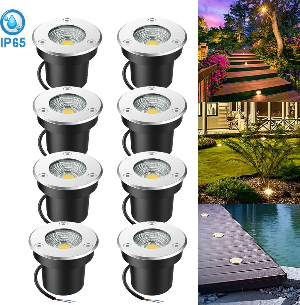 8 spots de sol extérieur intérieur IP65 5W, spots encastrés Image du produit 
