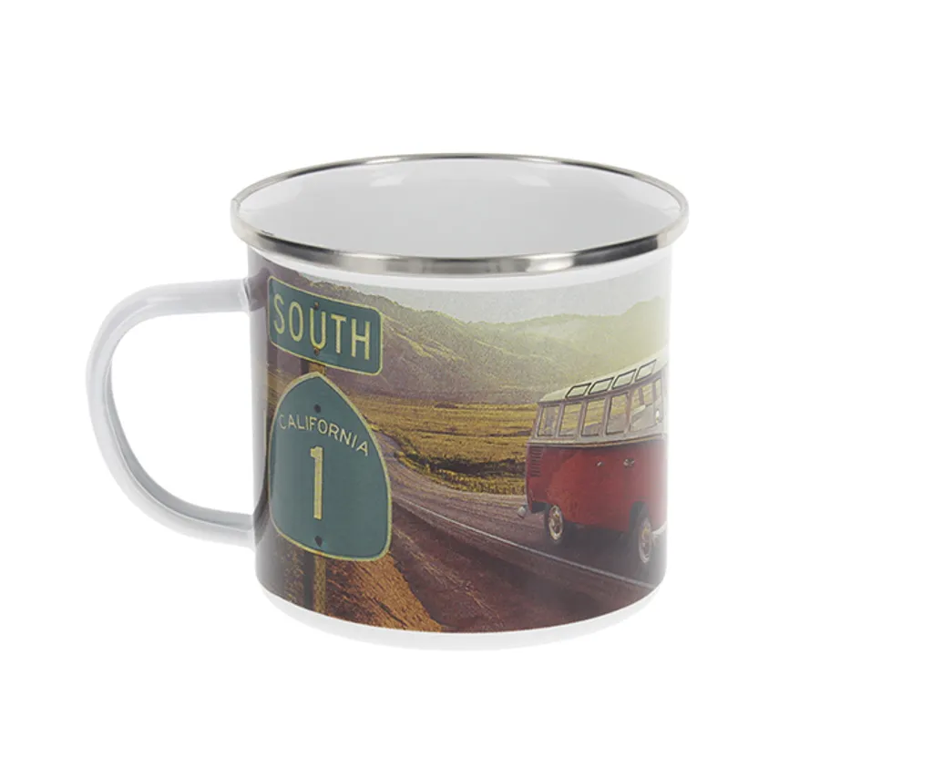 Regalo Originale VW: Tazza Smaltata Highway 1 Retro - 500ml