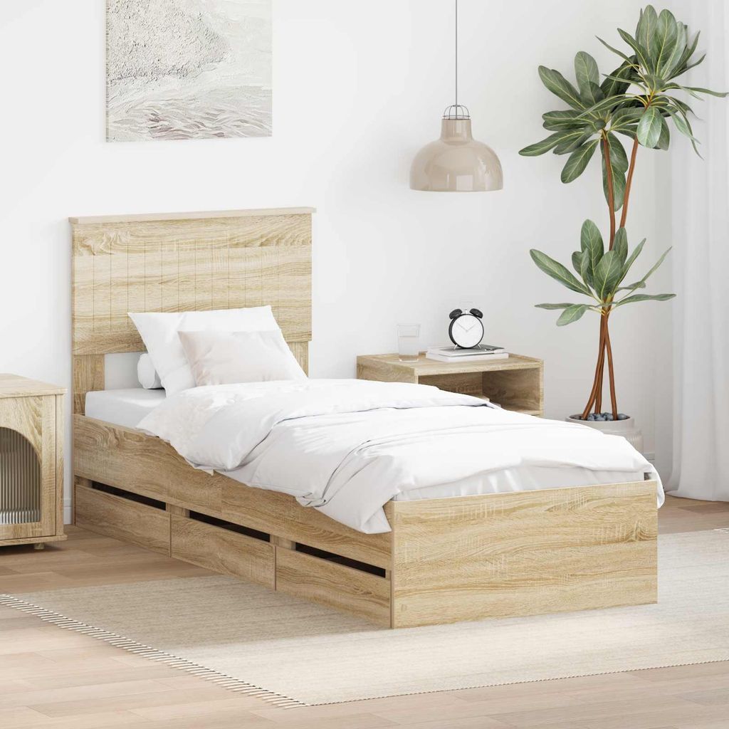 Maison Exclusive - Bettrahmen Sonoma-Eiche 75 x 190 cm Ingenieurs Holz