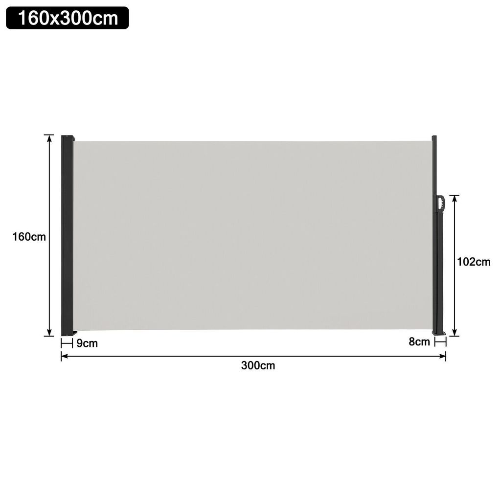 ® Doppelte Seitenmarkise 180x600cm grau Sichtschutz Sonnenschutz pro.tec 