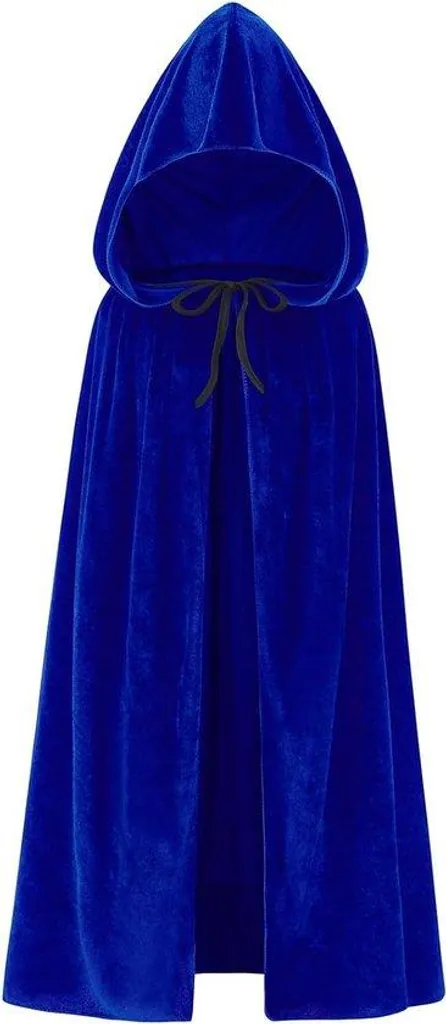 Cape de Noël bleue à capuche enfant 100 cm motif flocon de neige