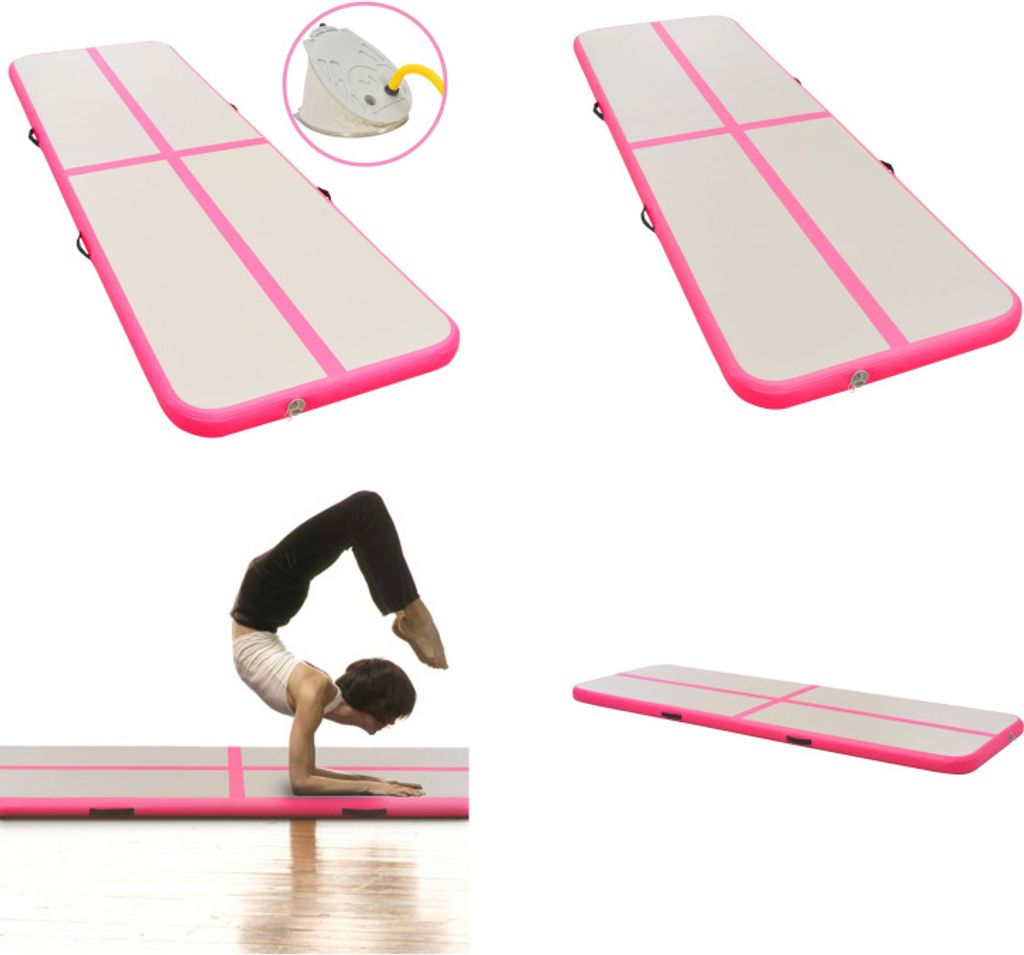 vidaXL Aufblasbare Gymnastikmatte mit Pumpe 300×100×10 cm PVC Rosa - Gymnastikmatte - Gymnastikmatten - Gymnastik Yoga Matte - Gymnastik Yoga Matten