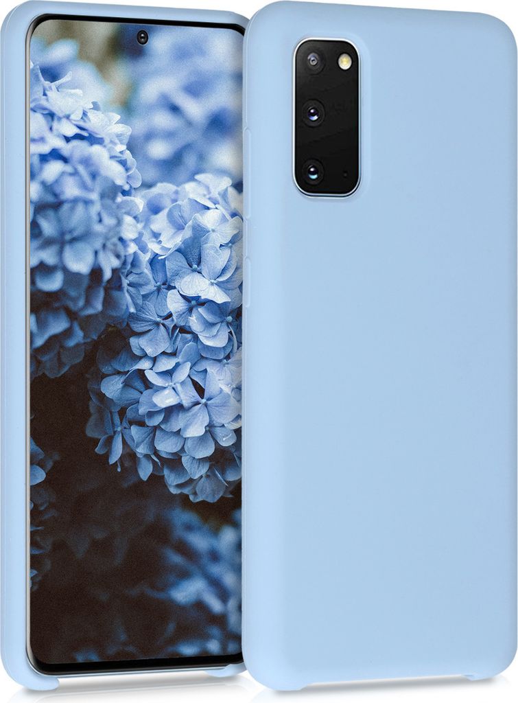 kwmobile Hülle kompatibel mit Samsung Galaxy S20 Hülle - Silikon Handy Case - Handyhülle weiche Oberfläche - kabelloses Laden - Hellblau matt