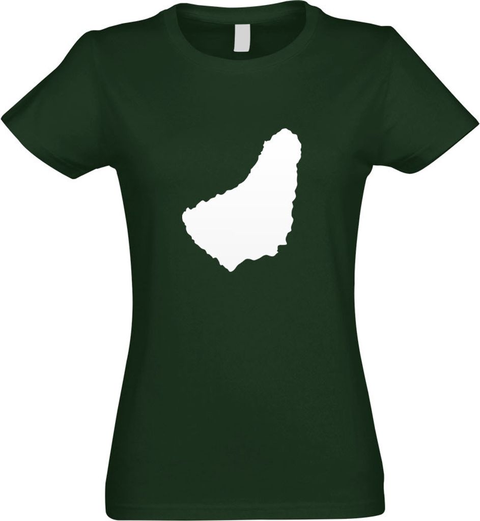 Kiwistar - T-Shirt tailliert - Damen - flaschengrün - Barbados Umriss Kontur - mit Motiv Bedruckt - Funshirt Design - Sport - Freizeit - Damen - S