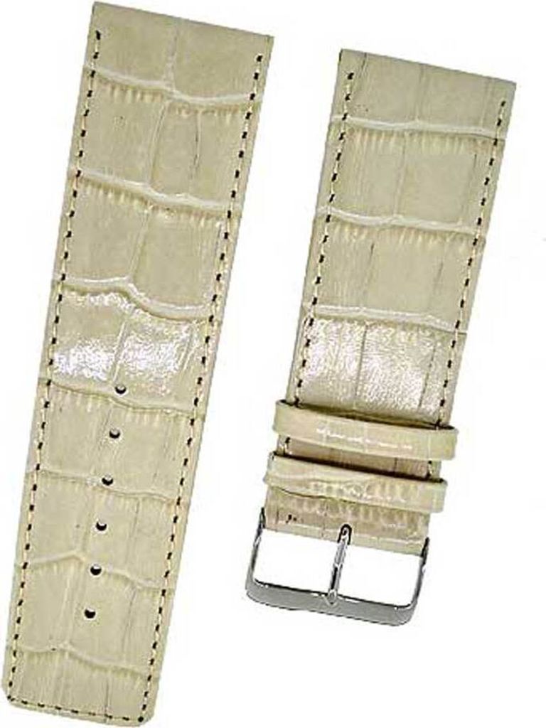 Uhrenarmband Kalbleder CREME 20mm mit Alligator-Struktur NEU