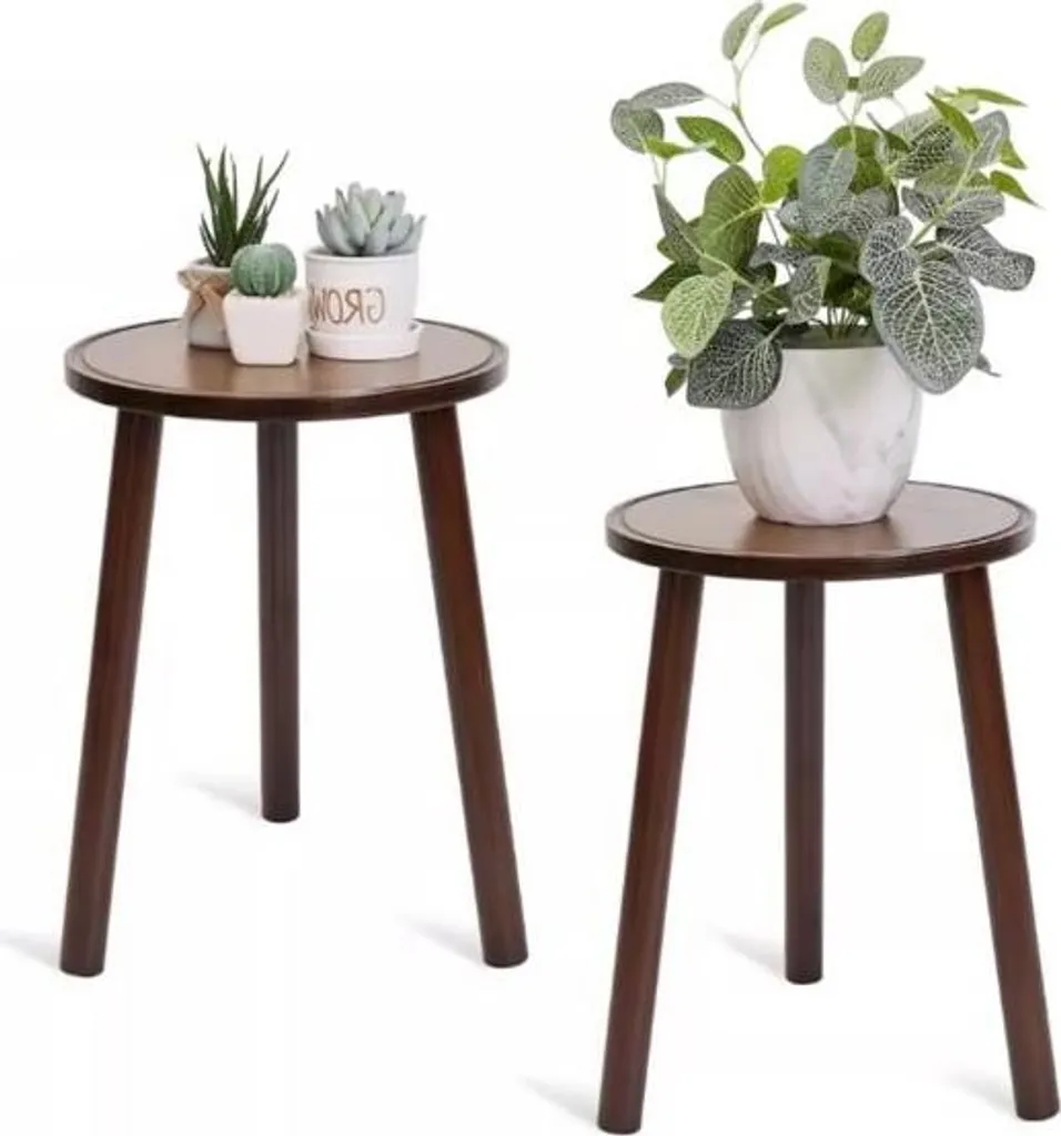 Table d'appoint en bambou durable facile à monter lot de 2 pièces bois