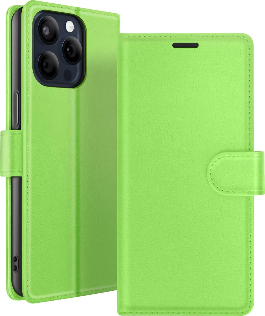 Cover Zanaé iPhone 15 Pro Max Verde: Custodia Libro Magnetica Premium